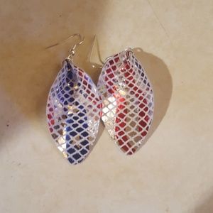 Leather tear drop earrings